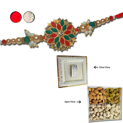 "RAKHIS -AD 4220 A (Single Rakhi),  Vivana Dry Fruit Box - Code DFB5000 - Click here to View more details about this Product